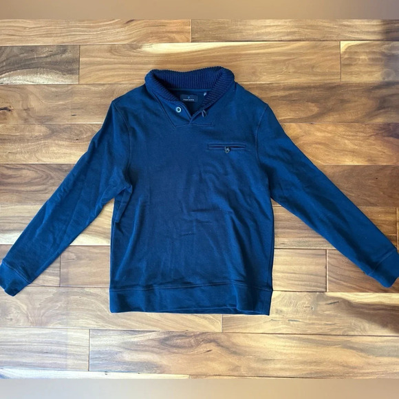 Toscano Navy Collared Sweatshirt Pullover size Medium - Picture 1 of 2